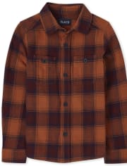 Boys Plaid Flannel Button Up Shirt