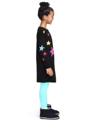 Girls Rainbow Star Sweater Dress