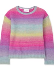 Girls Rainbow Striped Sweater