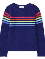 Girls Rainbow Striped Sweater