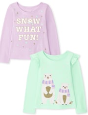 Toddler Girls Polar Bear Top 2-Pack