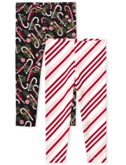 Toddler Girls Canada Cane Print And Striped Christmas Knit Leggings 2 Pack The Children s Place CA