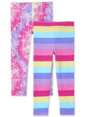 Toddler Girls Rainbow Leggings 2-Pack