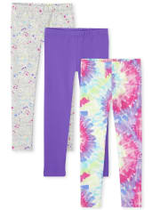 Girls Tie Dye Leggings 3-Pack