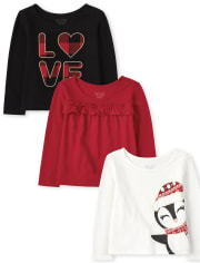 Toddler Girls Holiday Top 3-Pack