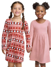 2-Pack The Children's Place Toddler Girls Holiday Skater Dress