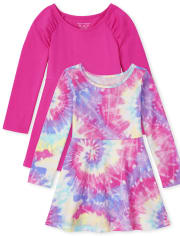 Toddler Girls Tie Dye Skater Dress 2-Pack