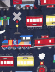 Pijamas de una pieza de forro polar con trenes para bebés y niños pequeños
