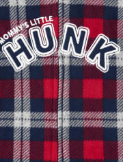 Baby And Toddler Boys Plaid Fleece One Piece Pajamas