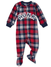 Baby And Toddler Boys Plaid Fleece One Piece Pajamas