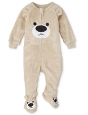 Pijama de una pieza de polar con oso para bebés y niños pequeños