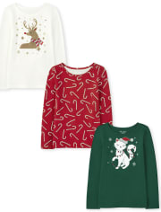 Girls Christmas Top 3-Pack