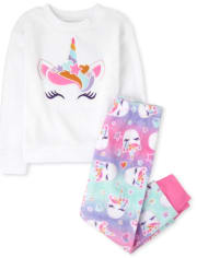 Girls Unicorn Fleece Pajamas