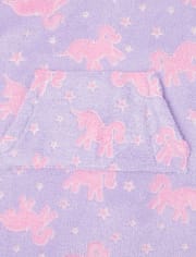 Camisón con capucha de forro polar de unicornio brillante para niñas