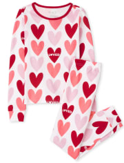 Girls Valentine's Day Snug Fit Cotton Pajamas