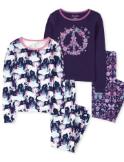 Pijama de algodón con ajuste ceñido Unicorn Peace para niñas, paquete de 2