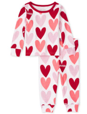 Baby And Toddler Girls Valentine's Day Snug Fit Cotton Pajamas
