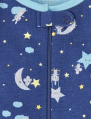 Baby And Toddler Girls Moon And Stars Snug Fit Cotton One Piece Pajamas