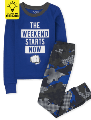 Pijama de algodón de ajuste ceñido Glow Weekend para niños