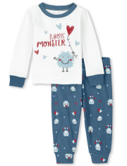 Pijama de algodón unisex para bebés y niños pequeños Love Monster Snug Fit