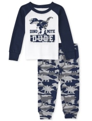 Baby And Toddler Boys Camo Dino Snug Fit Cotton Pajamas