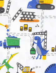 Pijamas de una pieza de algodón ajustados con dinosaurio de construcción para bebés y niños pequeños