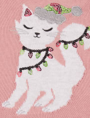 Conjunto de 2 piezas de gato navideño para niñas pequeñas