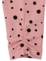 Toddler Girls Patchwork And Dot Print Knit Leggings 2-Pack