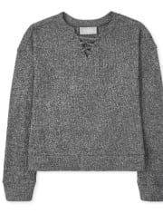 Girls Lace Up Lightweight Sweater Top