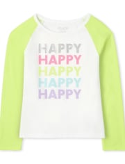 Haut raglan arc-en-ciel pour fille