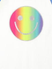 Girls Rainbow Raglan Top