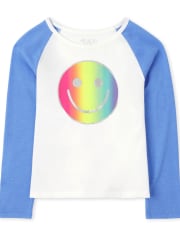 Girls Rainbow Raglan Top