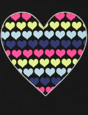 Girls Rainbow Heart Fleece Hoodie
