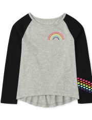 Girls Rainbow Raglan Top