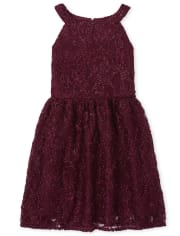 Vestido Niña Encaje Cuello Alto