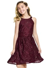 Vestido Niña Encaje Cuello Alto