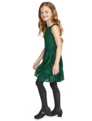 Girls Lace High Neck Dress