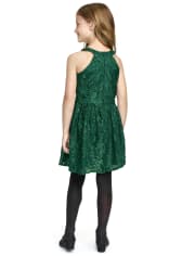 Girls Lace High Neck Dress