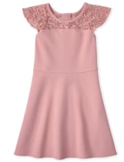 Robe en jacquard stretch en dentelle pour fille