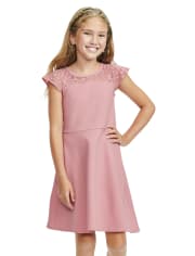 Robe en jacquard stretch en dentelle pour fille