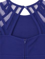Girls Mesh Stretch Jacquard Dress
