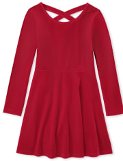 Girls Velour Cut Out Everyday Dress