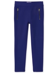 Girls Zip Ponte Knit Pull On Jeggings
