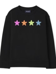 Girls Sequin Star Fleece Sweatshirt