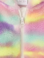 Sudadera con capucha y cremallera de sherpa con efecto tie-dye para niñas