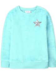 Girls Sequin Faux Fur Sweatshirt