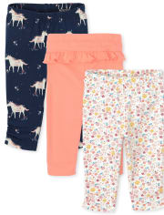 Baby Girls Unicorn Pants 3-Pack