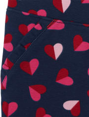 Girls Heart Ponte Knit Ruffle Pull On Jeggings
