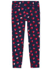 Girls Heart Ponte Knit Ruffle Pull On Jeggings