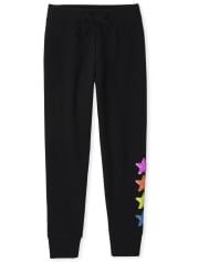 Girls Sequin Star Fleece Jogger Pants